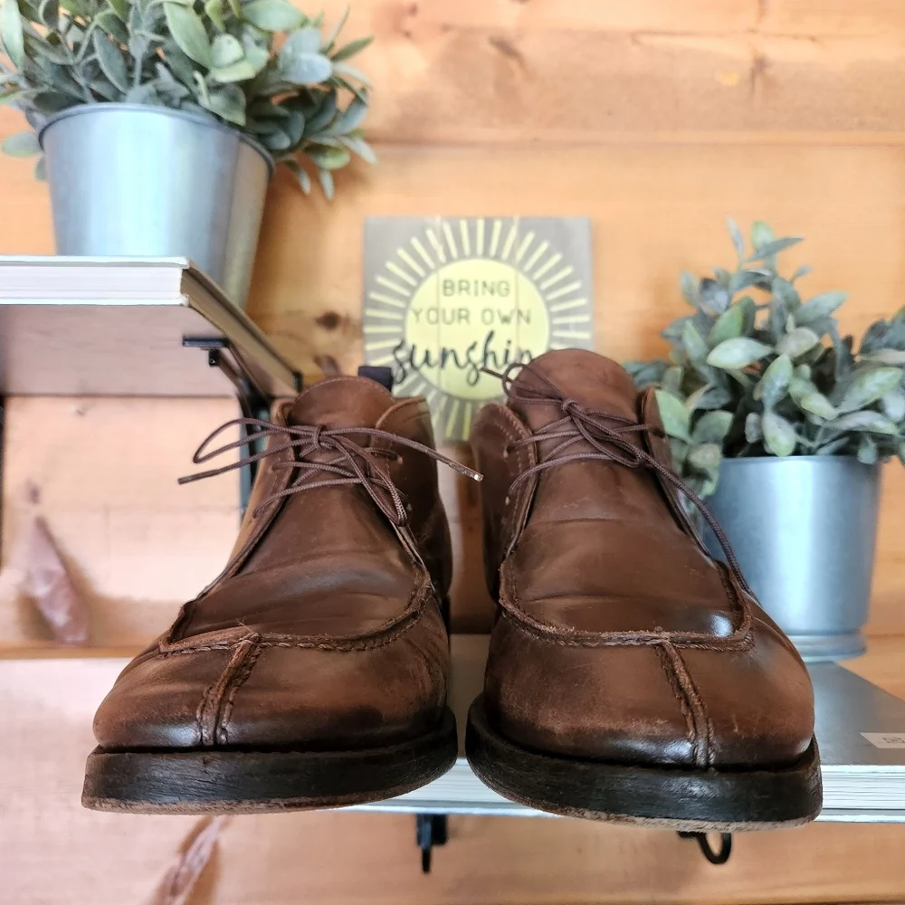 Johnston Murphy‎ 💙 20-6580 Sheepskin Leather Brown Ankle Chukka Boots Split 12M